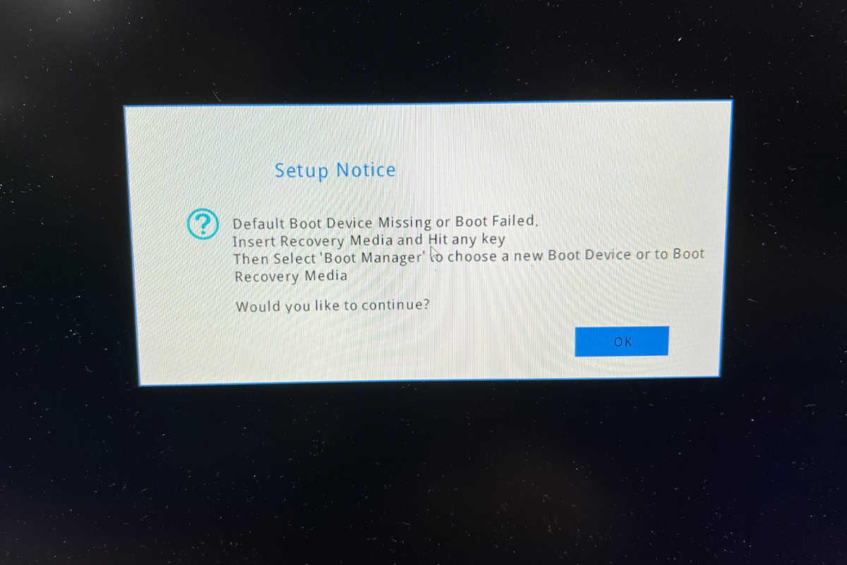 راهنمای شناسایی و رفع خطای Default Boot Device Missing در لپ‌تاپ‌ها
