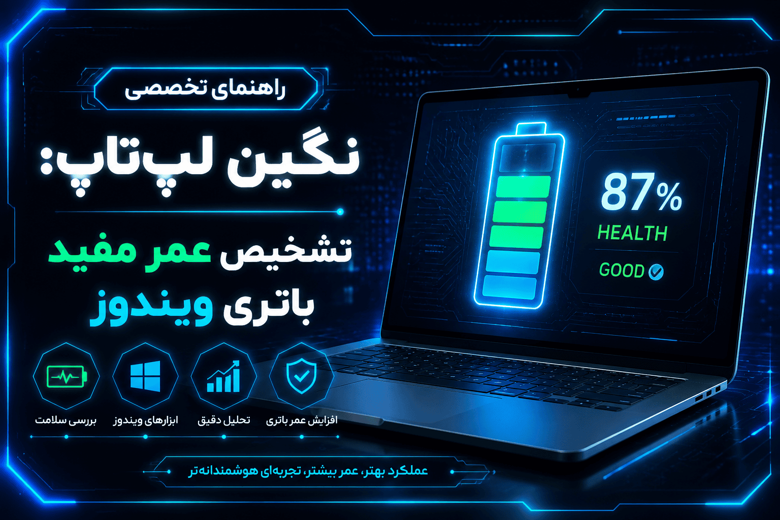 چگونه سلامت باتری لپ‌تاپ را بدون نصب نرم‌افزار جانبی تست کنیم؟